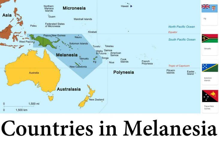 Map of Melanesia and Countries