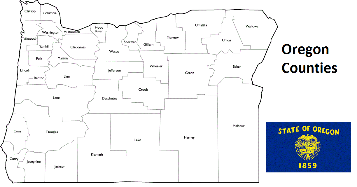 List of All Counties in Oregon – Countryaah.com