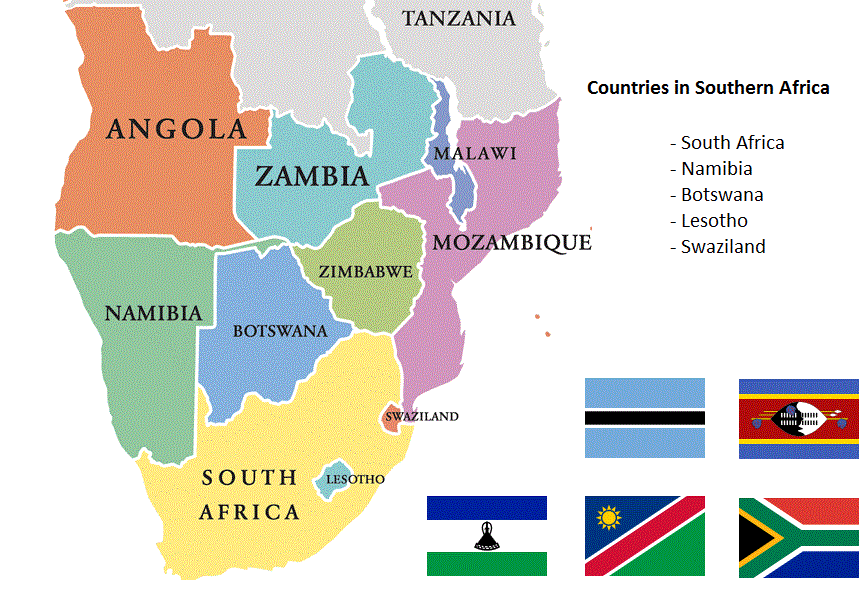 Map Of South African Countries Countries in Southern Africa – Countryaah.com