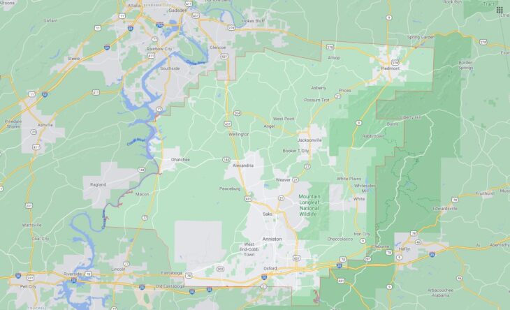 All Cities in Calhoun County, Alabama