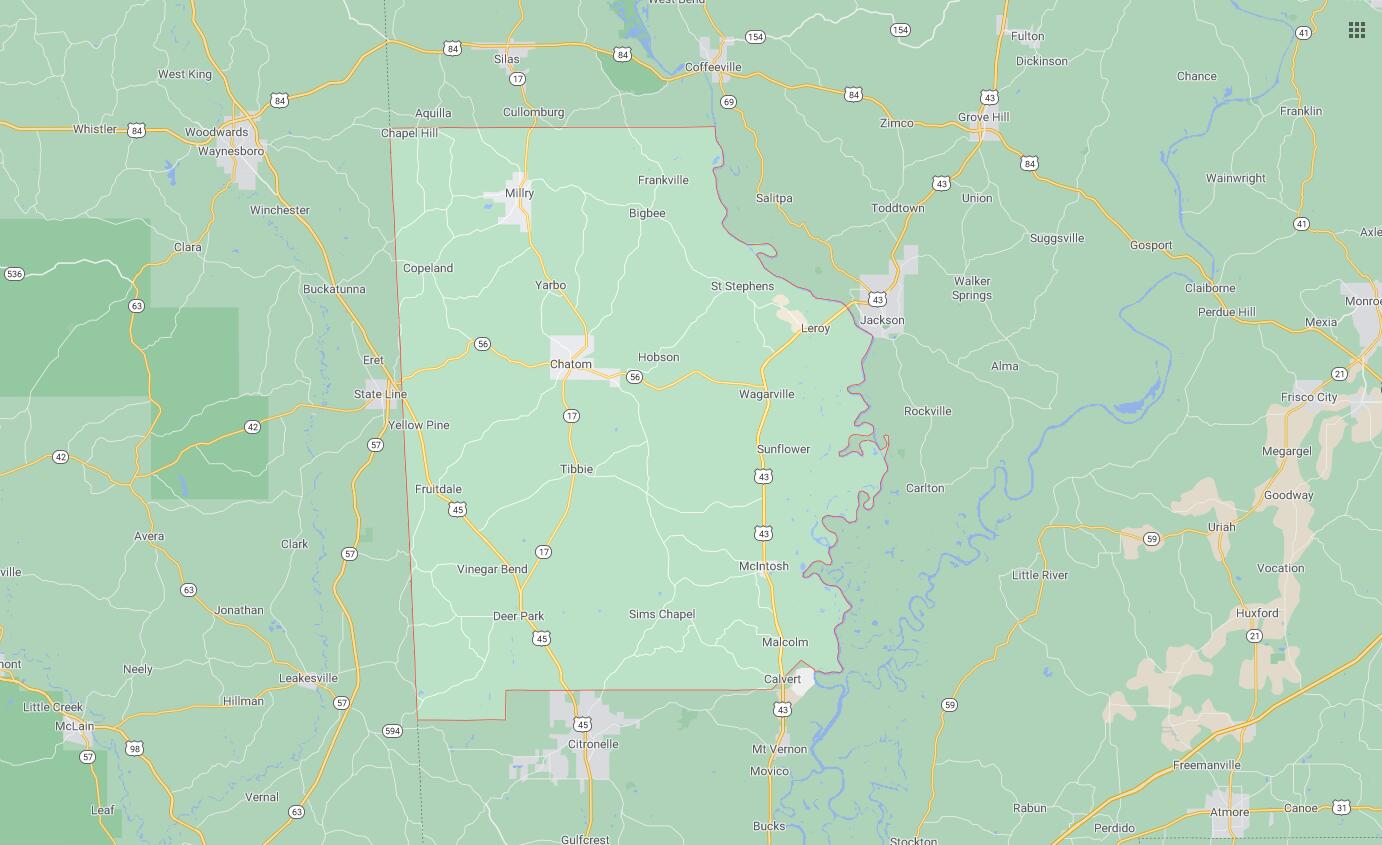 All Cities in Washington County, Alabama