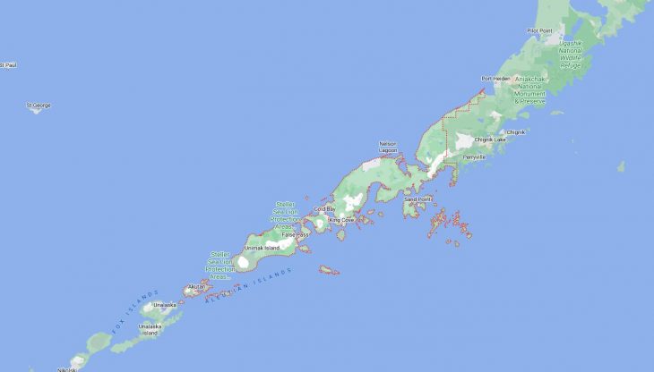 Map of Cities in Aleutians East Borough, AK