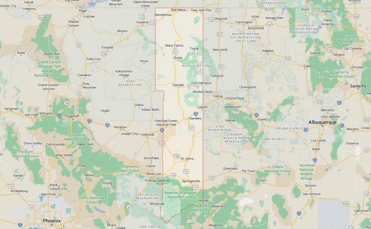 Map of Cities in Apache County, AZ