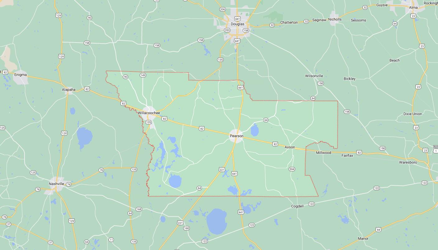 Map of Cities in Atkinson County, GA