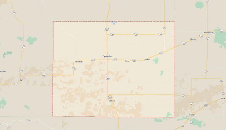 Map of Cities in Baca County, CO