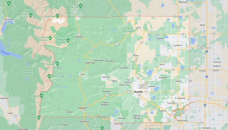 Map of Cities in Boulder County, CO