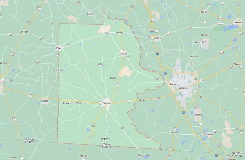 Map Of Cities In Brooks County GA 850x556 