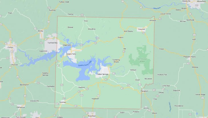 Map of Cities in Cleburne County, AR