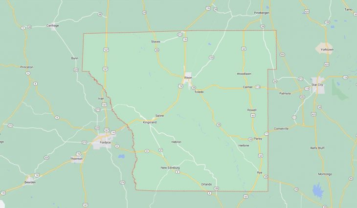 Map of Cities in Cleveland County, AR