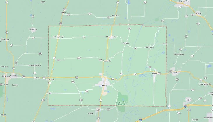 Map of Cities in Cross County, AR