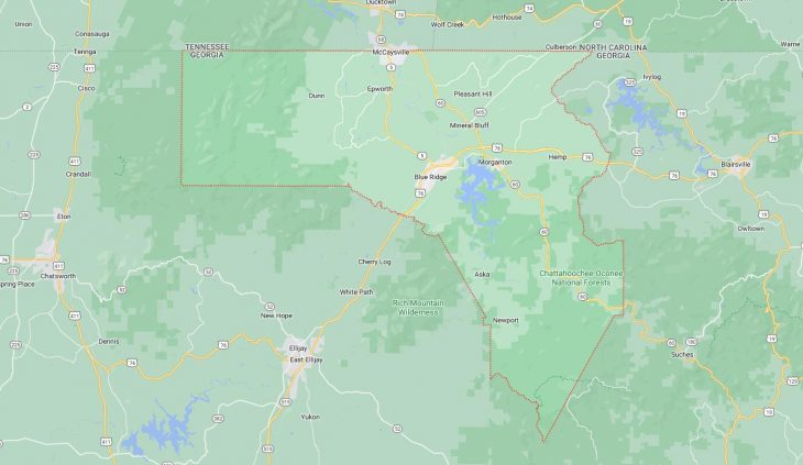 Map of Cities in Fannin County, GA