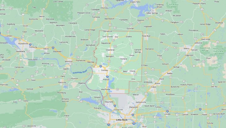 Map of Cities in Faulkner County, AR