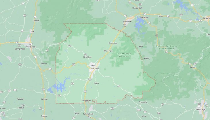 Map of Cities in Gilmer County, GA