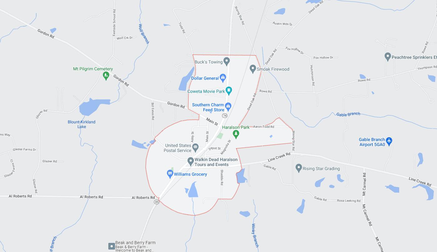 Map of Cities in Haralson County, GA