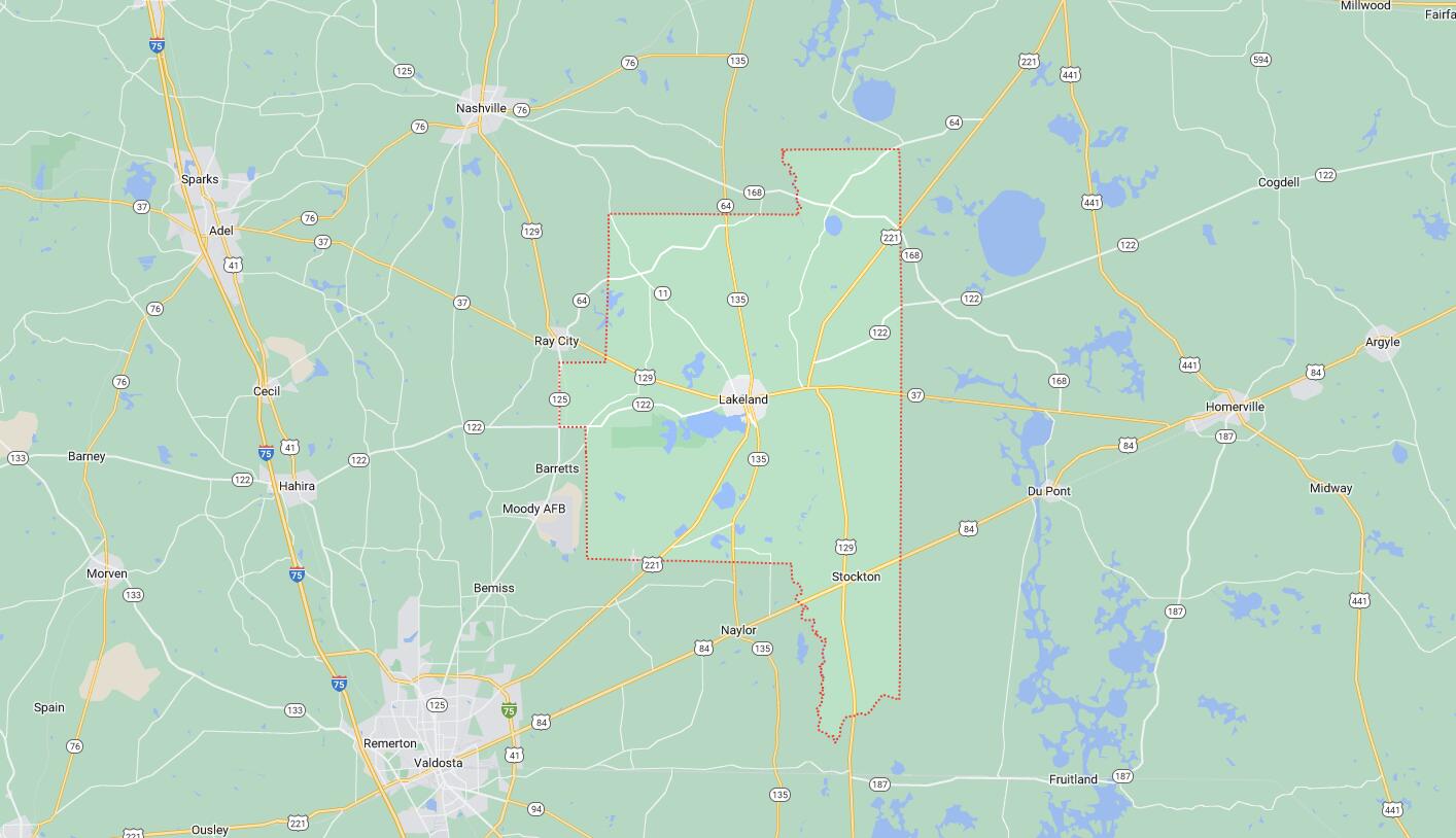 Map of Cities in Lanier County, GA