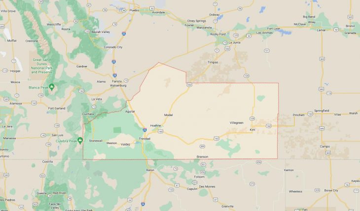 Map of Cities in Las Animas County, CO