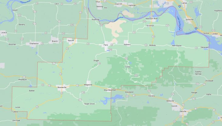 Map of Cities in Logan County, AR