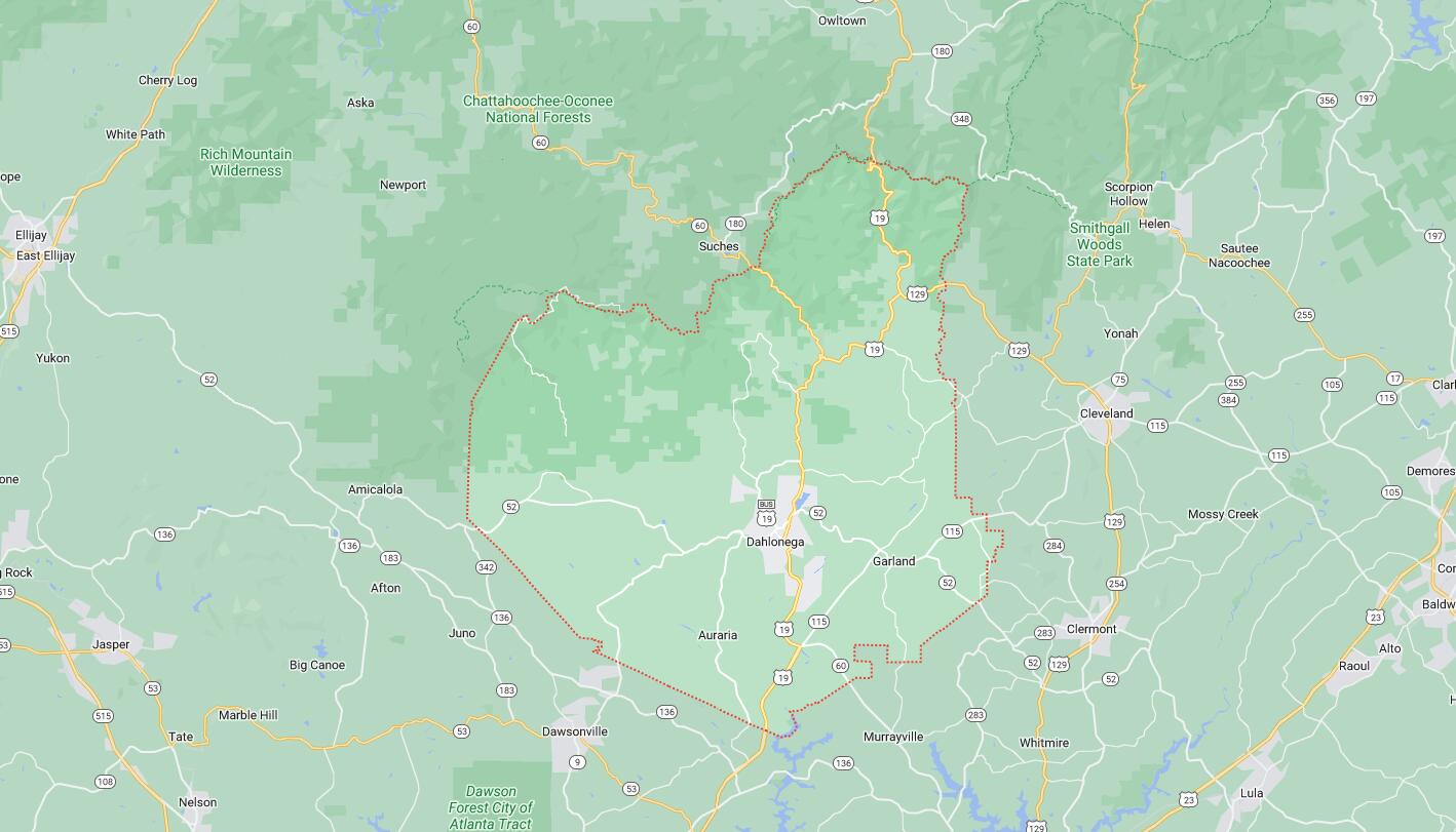 Map of Cities in Lumpkin County, GA