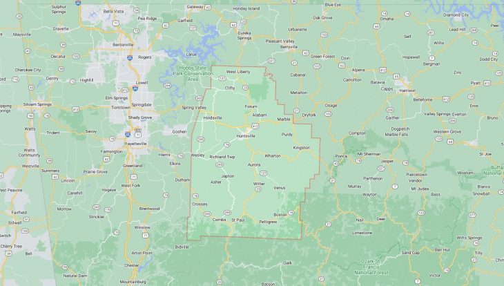 Map of Cities in Madison County, AR