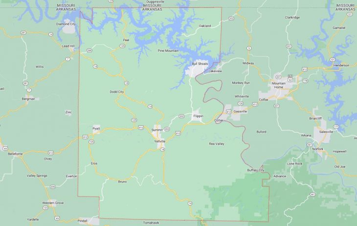 Map of Cities in Marion County, AR