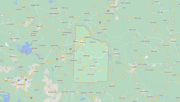 Map of Cities in Nevada County, AR
