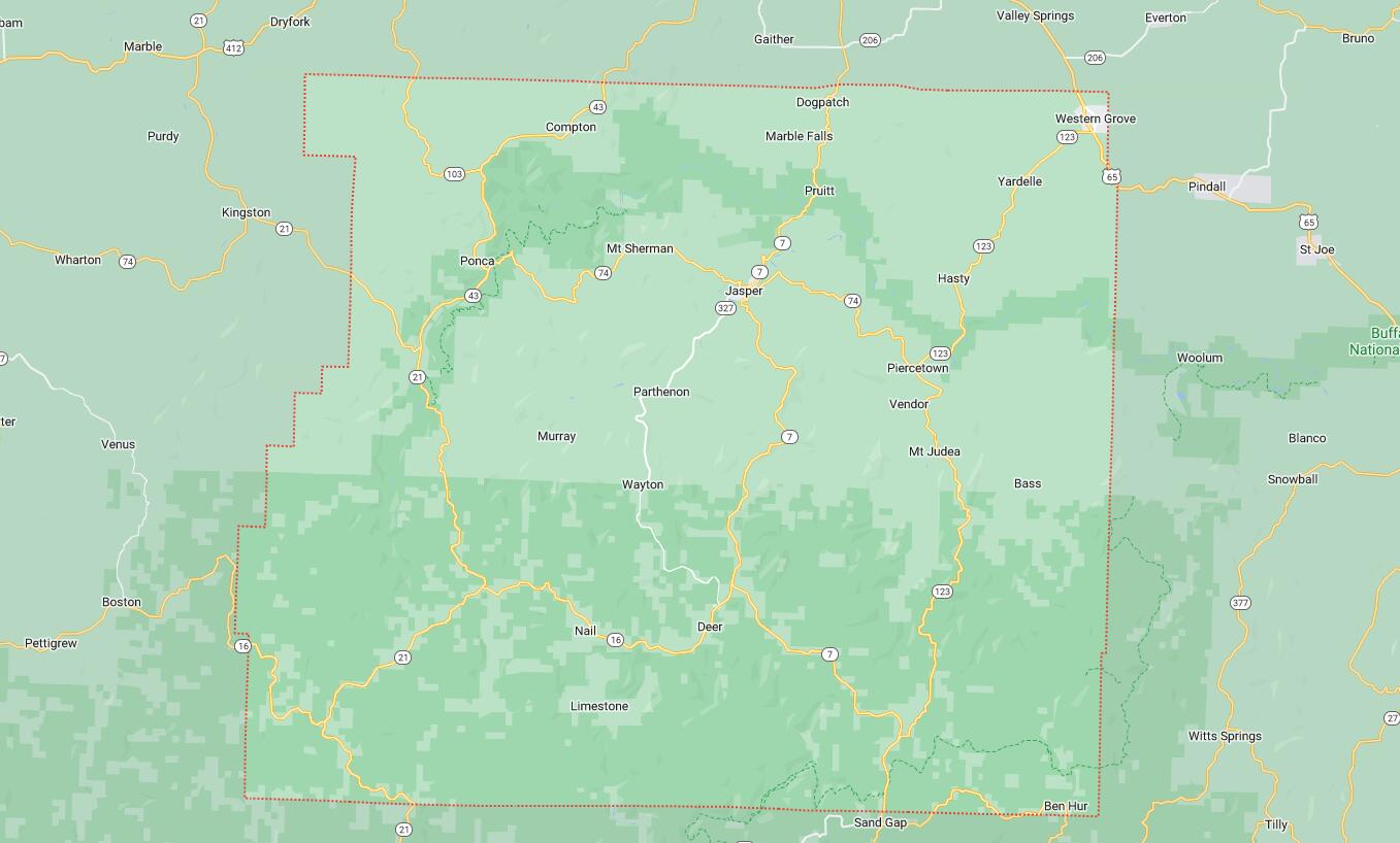 Map of Cities in Newton County, AR