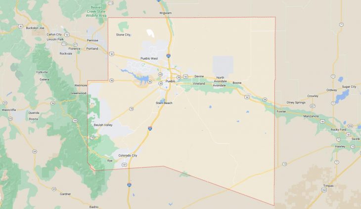 Map of Cities in Pueblo County, CO