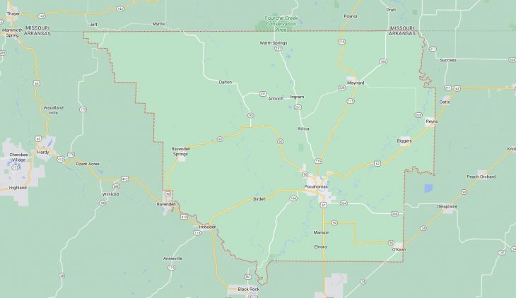 Map of Cities in Randolph County, AR