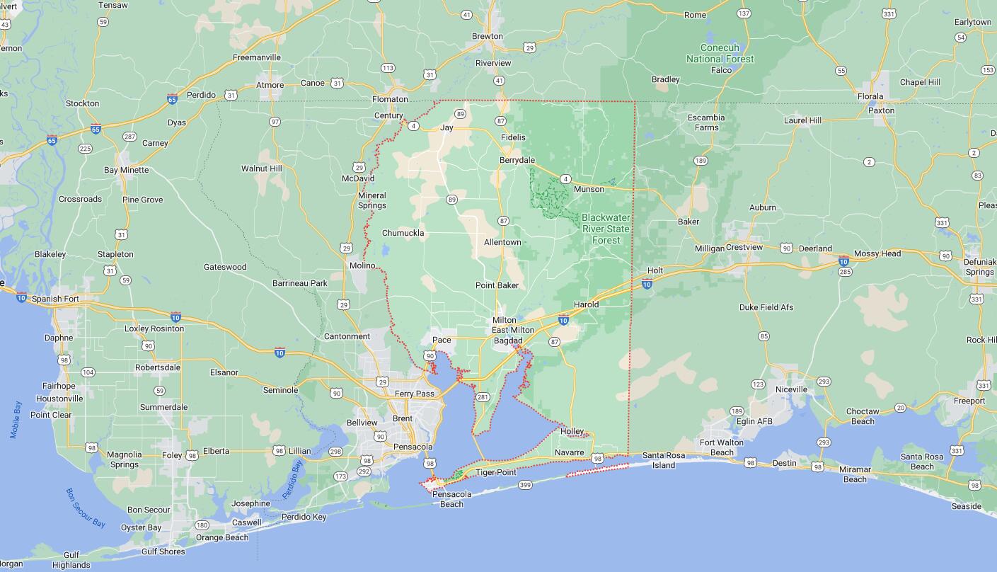 Map of Cities in Santa Rosa County, FL