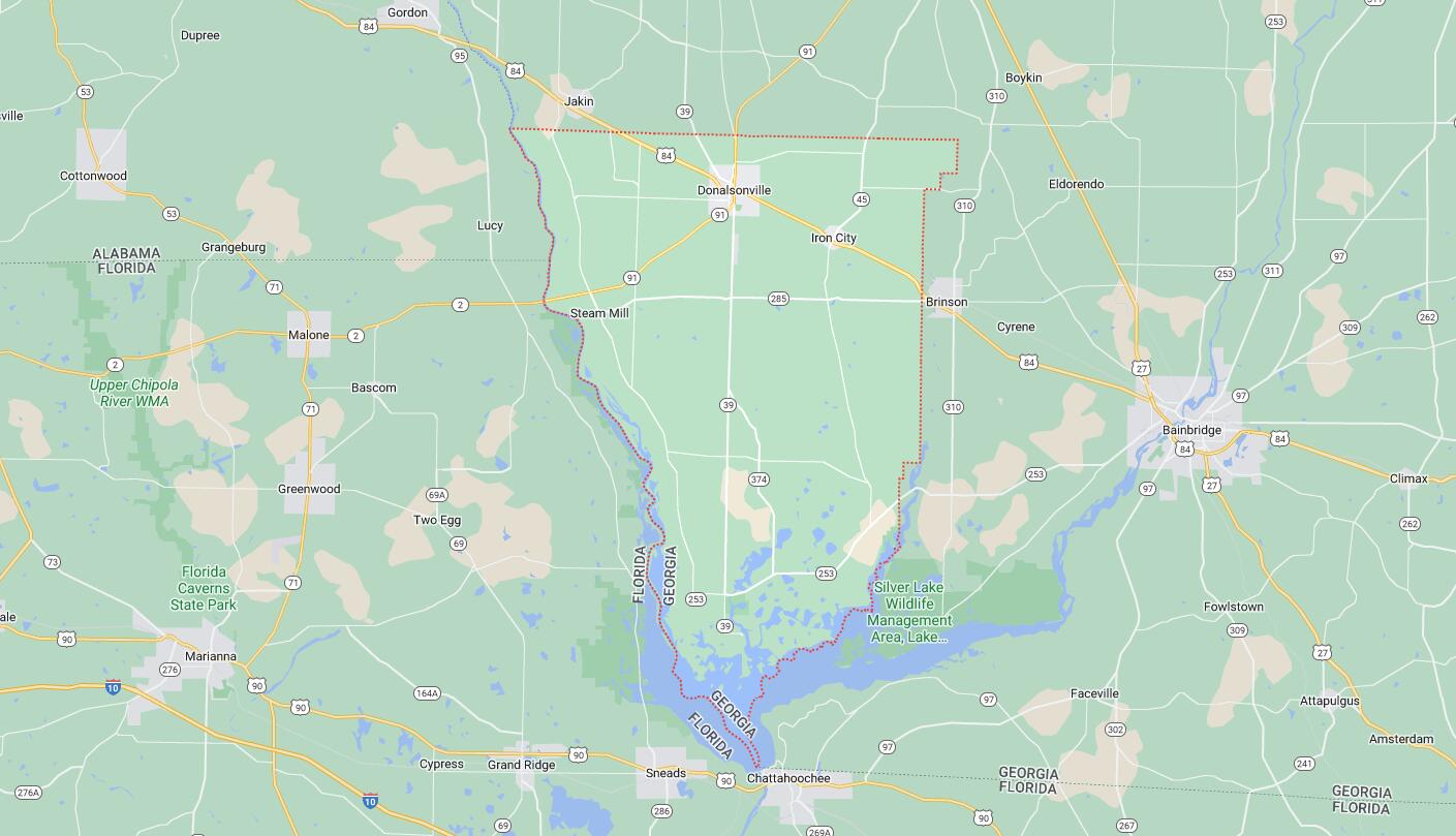 Map of Cities in Seminole County, GA