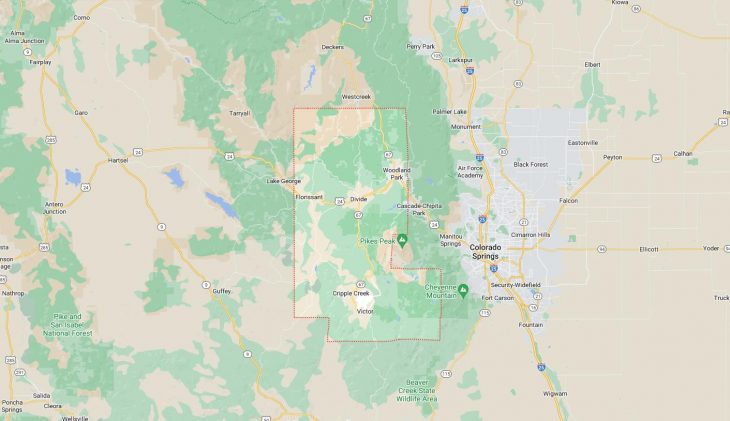 Map of Cities in Teller County, CO