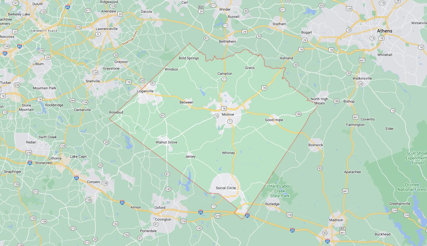Map of Cities in Walton County, GA