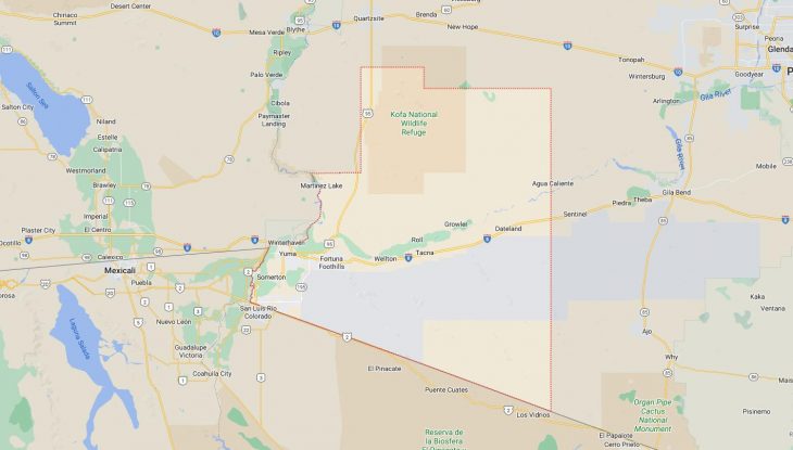 Map of Cities in Yuma County, AZ